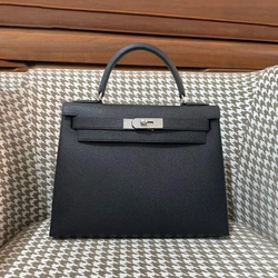 에르메스 켈리 28 셀리에 블랙 팔라듐 하드웨어 (100% HAND MADE)