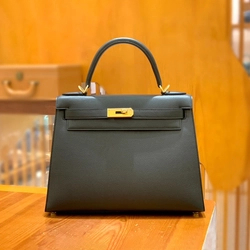 에르메스 켈리 28 셀리에 블랙 골드 하드웨어 (100% HAND MADE)