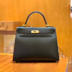 에르메스 켈리 28 셀리에 박스 블랙 골드 하드웨어 (100% HAND MADE)