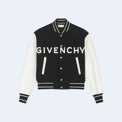 지방시 울 레더 바시티 자켓 블랙 화이트