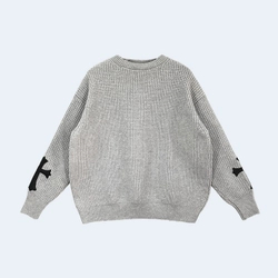 크롬하츠 레더 크로스 패치 스웨터