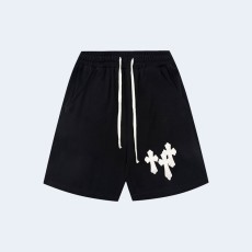 크롬하츠 크로스레더 화이트 와펜 쇼츠 블랙