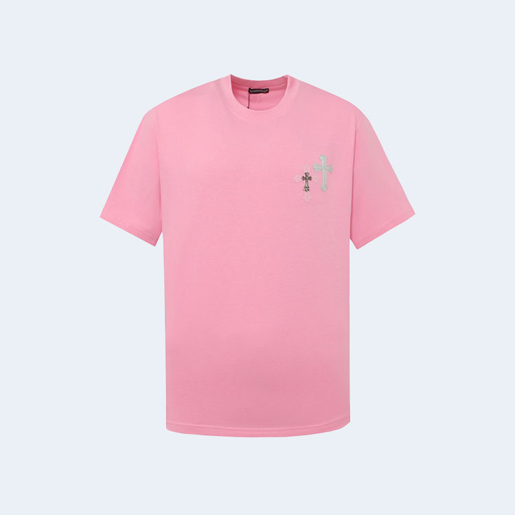 크롬하츠 크로스 슬러리 아플리케 티셔츠 핑크