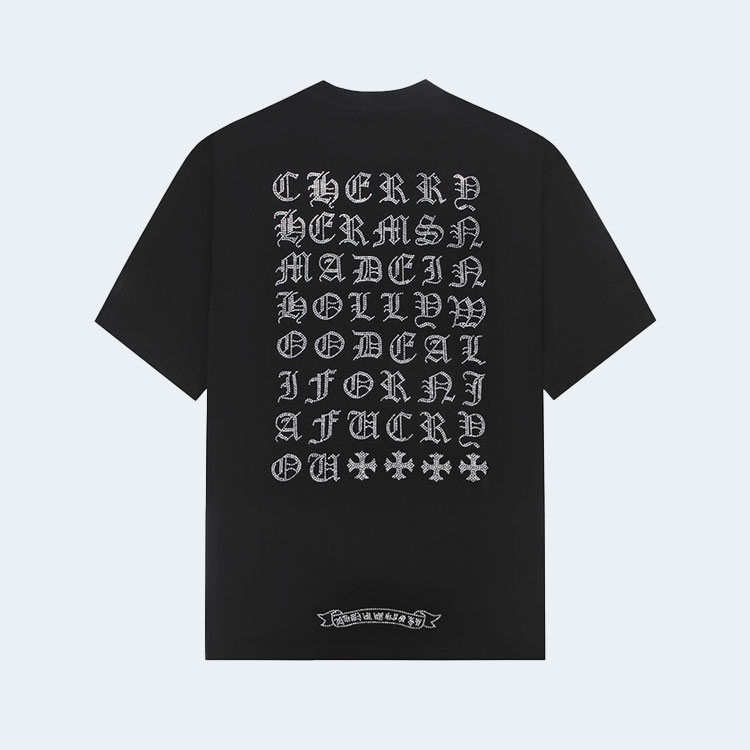 크롬하츠 크로아 하트 다이아몬드 로고 티셔츠 블랙