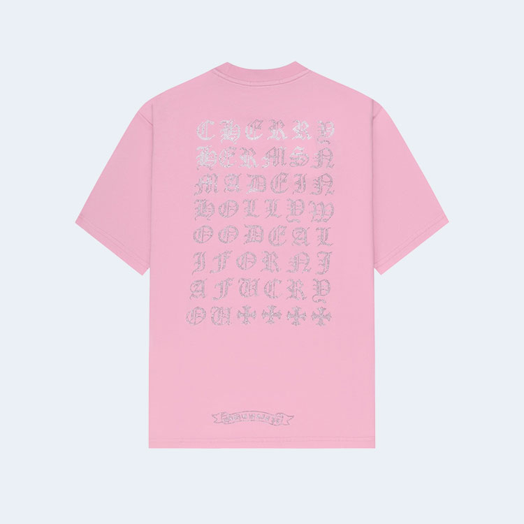 크롬하츠 크로아 하트 다이아몬드 로고 티셔츠 핑크