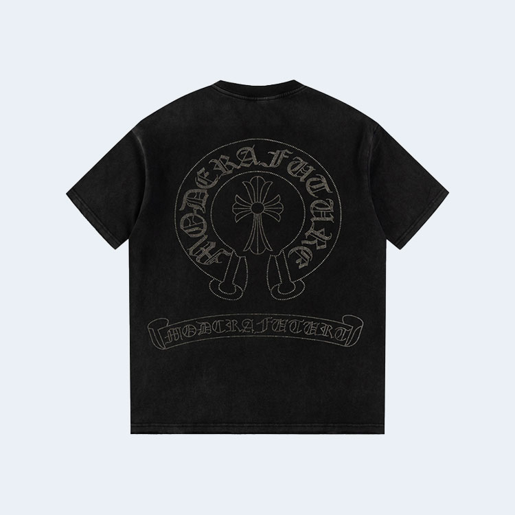 크롬하츠 스컬 큐빅 포켓 티셔츠 블랙