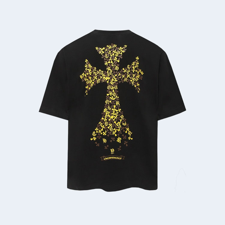 크롬하츠 크로스 프린트 티셔츠 블랙