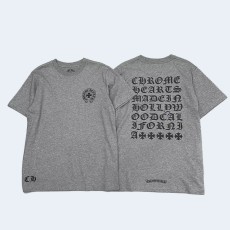 크롬하츠 산스크리트 백 유니섹스 티셔츠 그레이