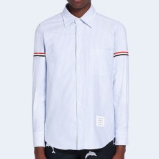 톰브라운 라이트 블루 옥스포드 유니버시티 스트라이프 RWB 암밴드 셔츠
