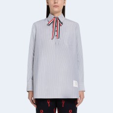 톰브라운 섀도 핀스트라이프 보타이 블루종 셔츠