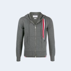 톰브라운 스트라이프 메리노 울 후드 그레이