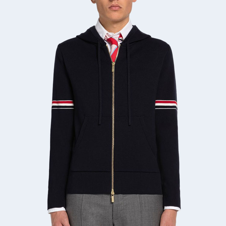 톰브라운 코튼 밀라노 암밴드 후디 네이비