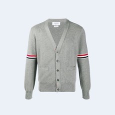 톰브라운 RWB 니트 가디건 그레이