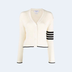 톰브라운 사선완장 브이넥 리브 가디건