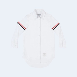 톰브라운 화이트 코튼 옥스포드 암밴드 셔츠 드레스