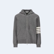 톰브라운 인타르시아 버전 울 집업 후디 그레이