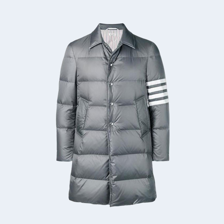 톰브라운 4-바 나일론 다운 코트 그레이