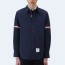 톰브라운 로고 패치 긴소매 셔츠 네이비