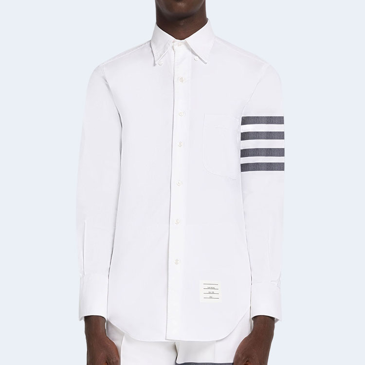 톰브라운 솔리드 옥스포드 4-바 포인트 칼라 셔츠