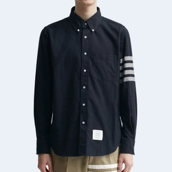 톰브라운 솔리드 플란넬 4-바 셔츠 블랙