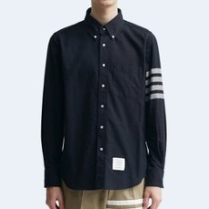 톰브라운 솔리드 플란넬 4-바 셔츠 블랙