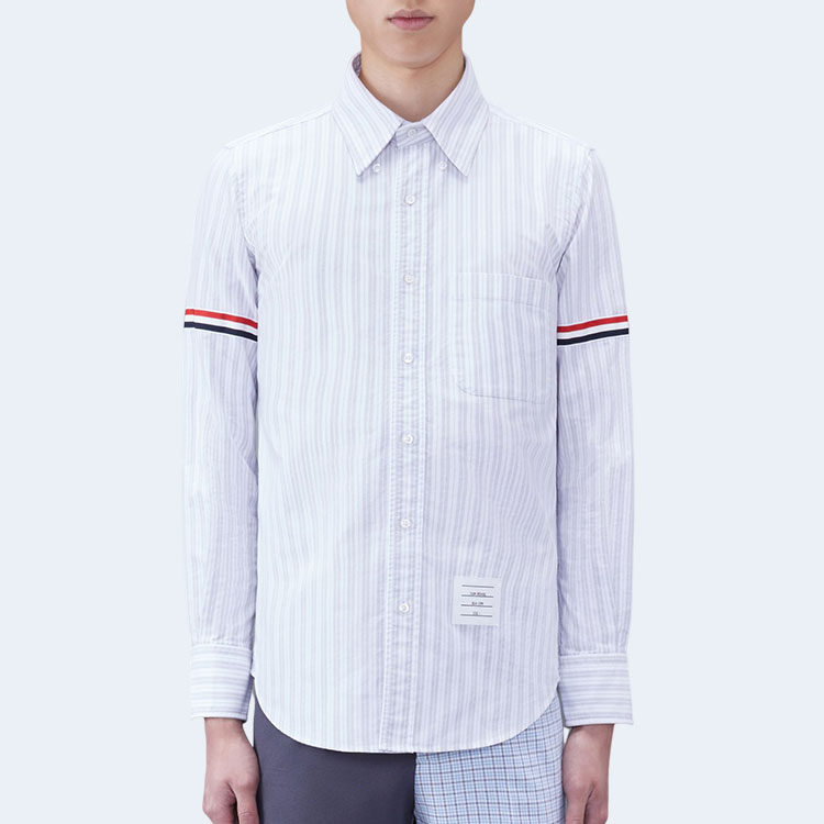톰브라운 스트라이프 옥스포드 암밴드 셔츠