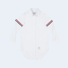 톰브라운 화이트 코튼 옥스포드 암밴드 셔츠 드레스