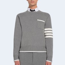 톰브라운 밀라노 스티치 박시 크루넥 풀오버 그레이