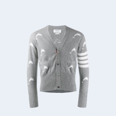 톰브라운 라이트 그레이 돌핀 브이넥 가디건