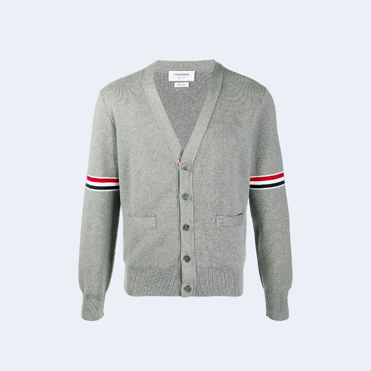 톰브라운 RWB 니트 가디건 그레이