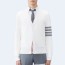 톰브라운 밀라노 브이넥 카디건 화이트