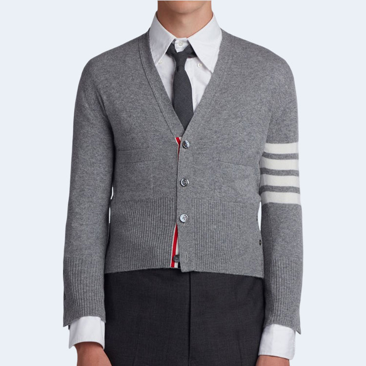 톰브라운 캐시미어 숏 브이넥 카디건