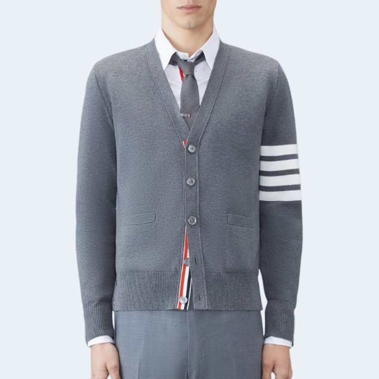 톰브라운 밀라노 브이넥 카디건 미디엄 그레이