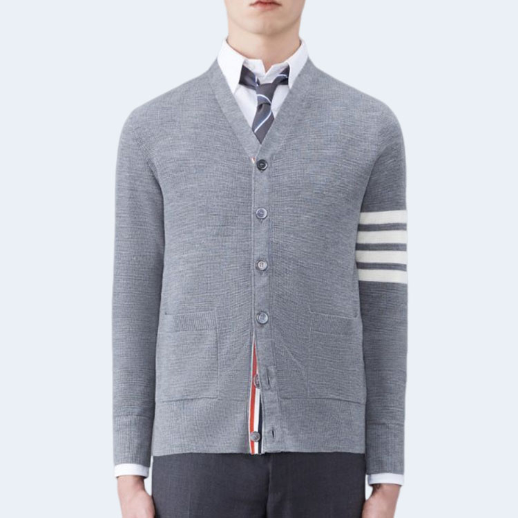 톰브라운 파인 메리노 브이넥 카디건