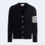 톰브라운 파인 메리노 브이넥 가디건 블랙