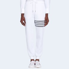 톰브라운 화이트 컴팩트 와플 4-바 스웨트 팬츠
