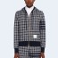 톰브라운 마이크로 체크 집업 후디 네이비