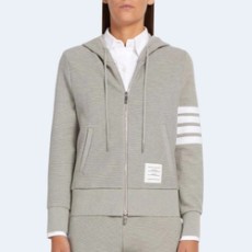 톰브라운 오토맨 립 집업 후디 라이트 그레이