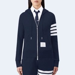 톰브라운 루프백 니트 스트라이프 클래식 후디 네이비