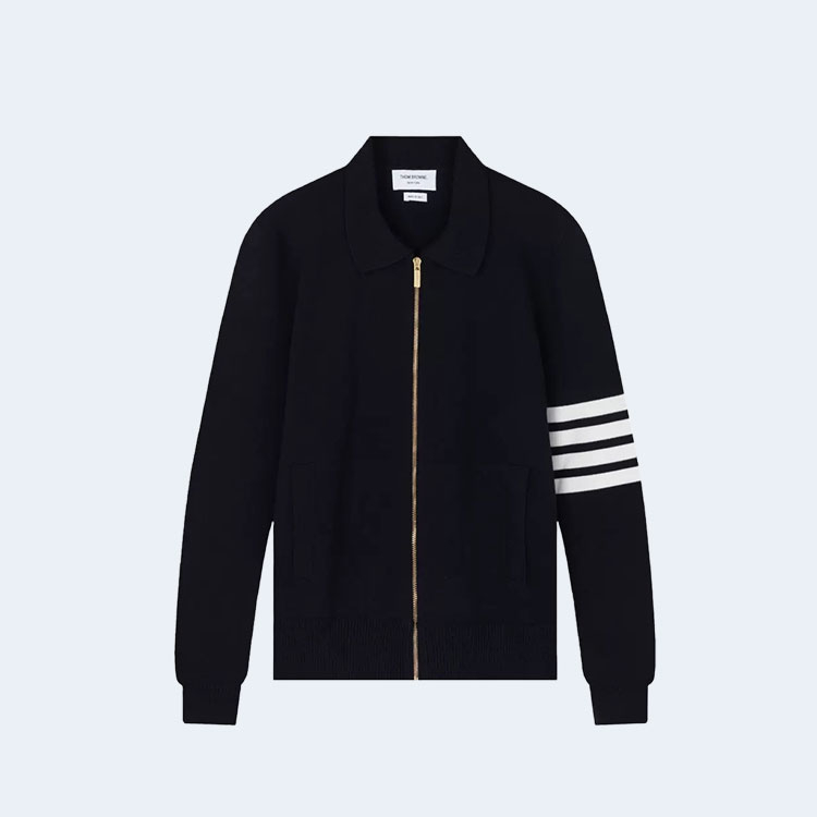 톰브라운 4-바 스트라이프 집업 스웨터