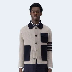 톰브라운 보일 울 하프 카디건 스티치 4-바 워크맨 재킷