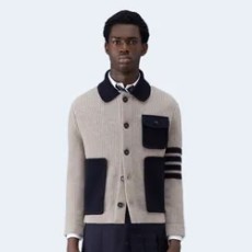 톰브라운 보일 울 하프 카디건 스티치 4-바 워크맨 재킷