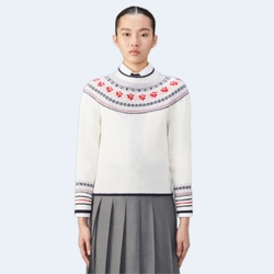 톰브라운 울 모헤어 로즈 크루넥 풀오버