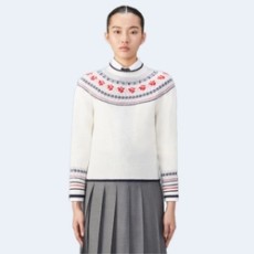 톰브라운 울 모헤어 로즈 크루넥 풀오버