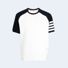 톰브라운 로고 패치 골지 티셔츠 블랙