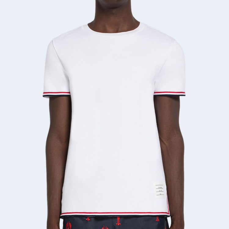 톰브라운 인터락 코튼 티셔츠 화이트