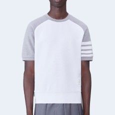 톰브라운 라이트 그레이 코튼 오토만 립 4-바 티셔츠