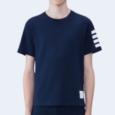 톰브라운 코튼 4-바 숏 슬리브 티셔츠 네이비