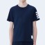 톰브라운 코튼 4-바 숏 슬리브 티셔츠 네이비