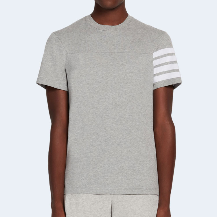 톰브라운 라이트 그레이 코튼 저지 4-바 티셔츠